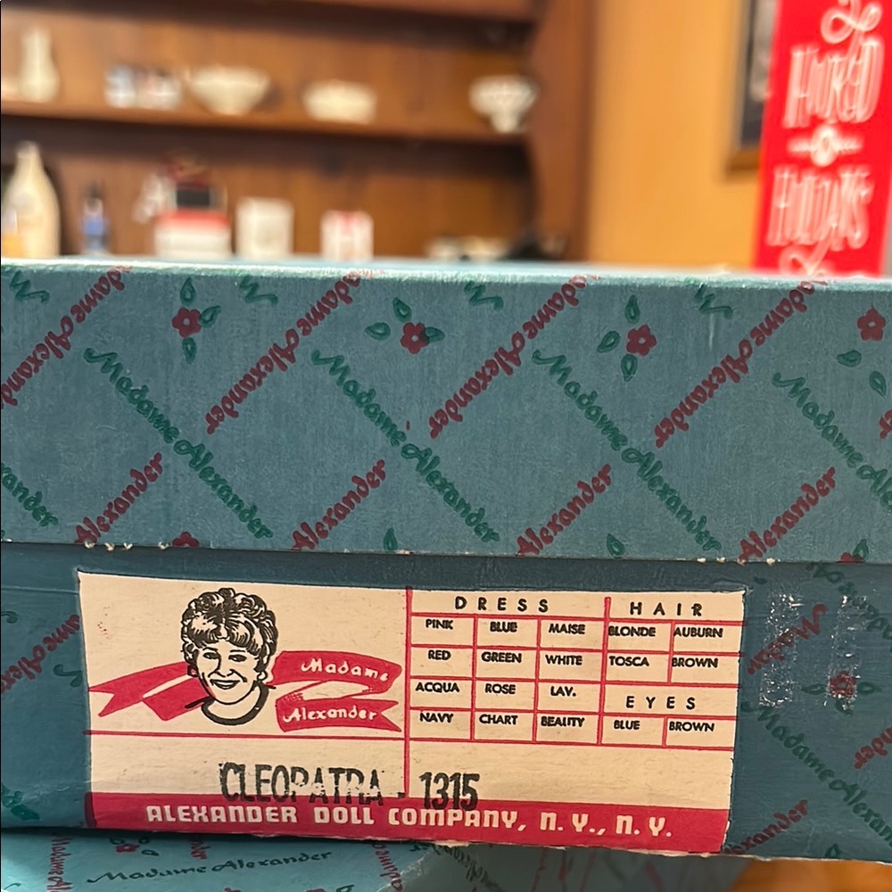 Madame Alexander Cleopatra Doll Box in Teal and Red